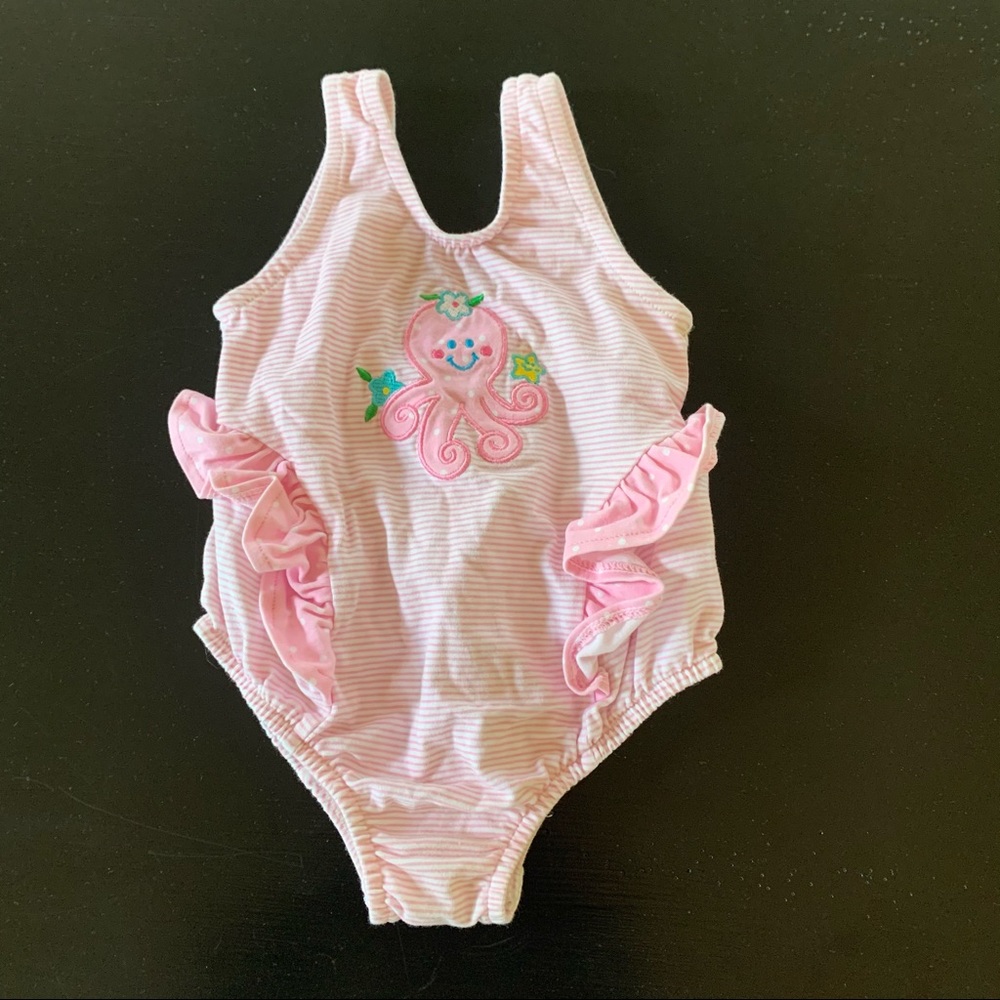 Tropical Escape Striped Octopus Swimsuit Girls 24M